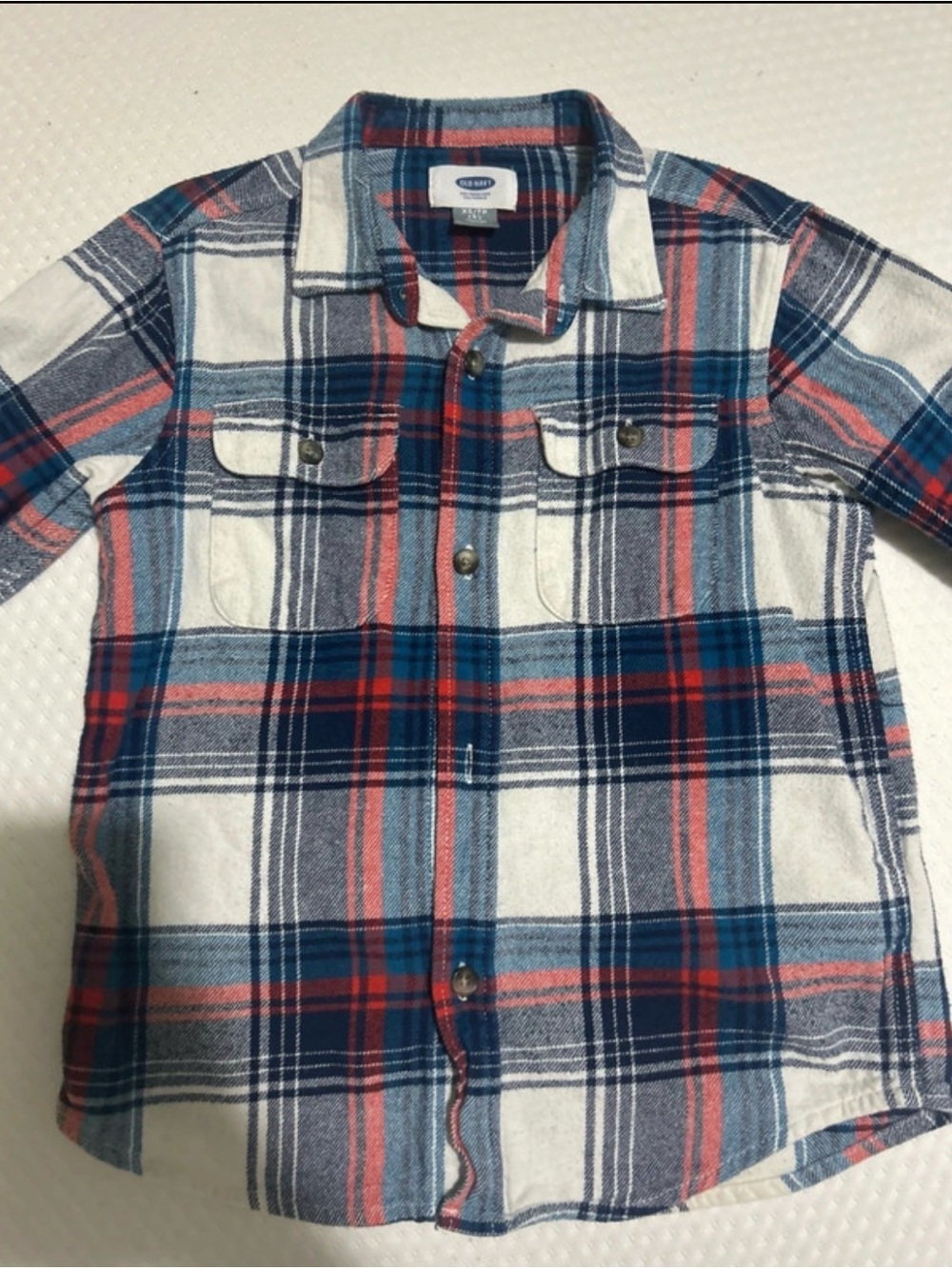 Old Navy Boys Plaid Button-Down Shirt in Blue, Red & White